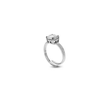 MACHI'S ANELLO SOLITARIO 6MM REGOLABILE LUCE ACCIAIO